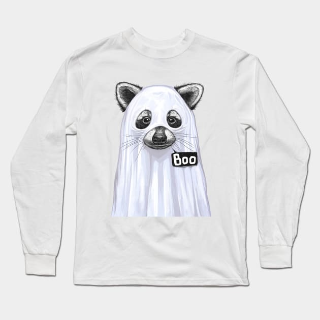 Raccoon Boo Long Sleeve T-Shirt by NikKor